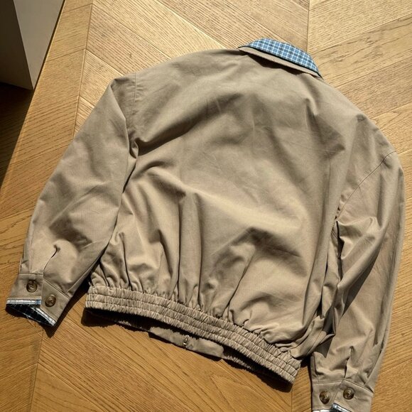 Miu Miu Women's Casual Zip-Collar Faux Two-Piece Jacket — Beige - Picture 2 of 6